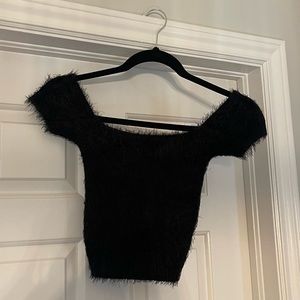 Fashion Nova Fuzzy Top - Black